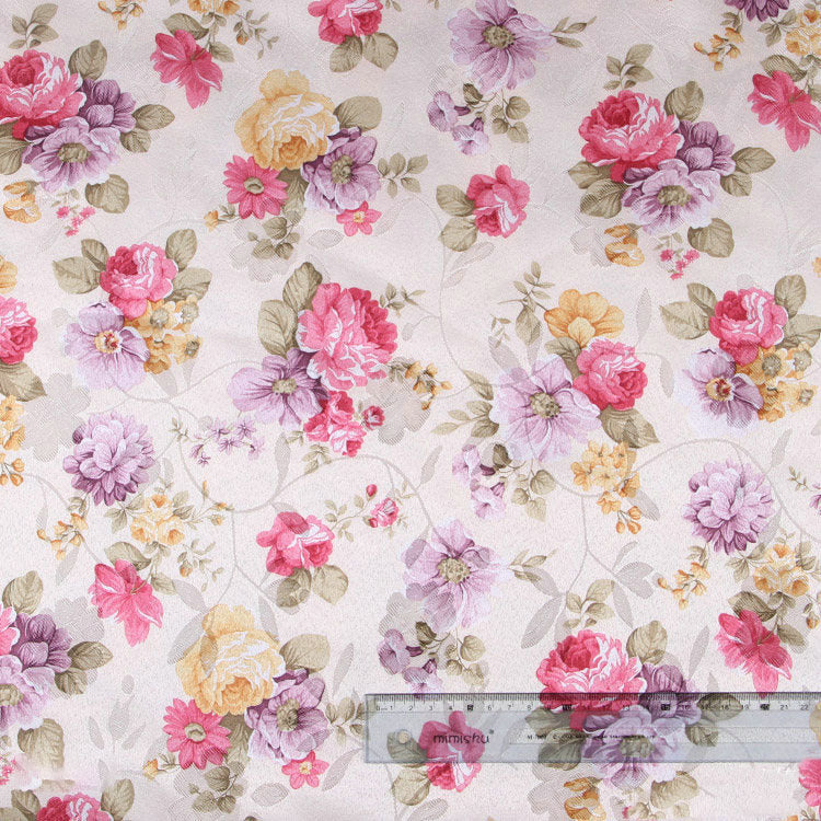 KTX-748691 Floral Jacquard Polyester Printed Fabric for Home Textiles and Decor