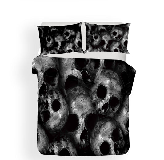 KTX-748691 Personalized Skull Design 3D Digital Print Bedding Set - Available in Various Sizes, Polyester Fiber Materials