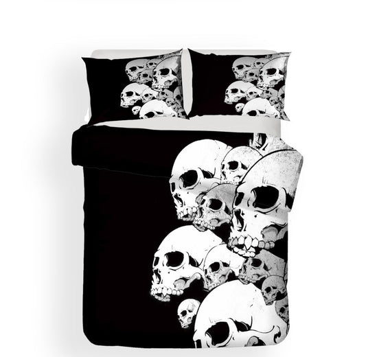 KTX-748691 Personalized Skull Design 3D Digital Print Bedding Set - Available in Various Sizes, Polyester Fiber Materials