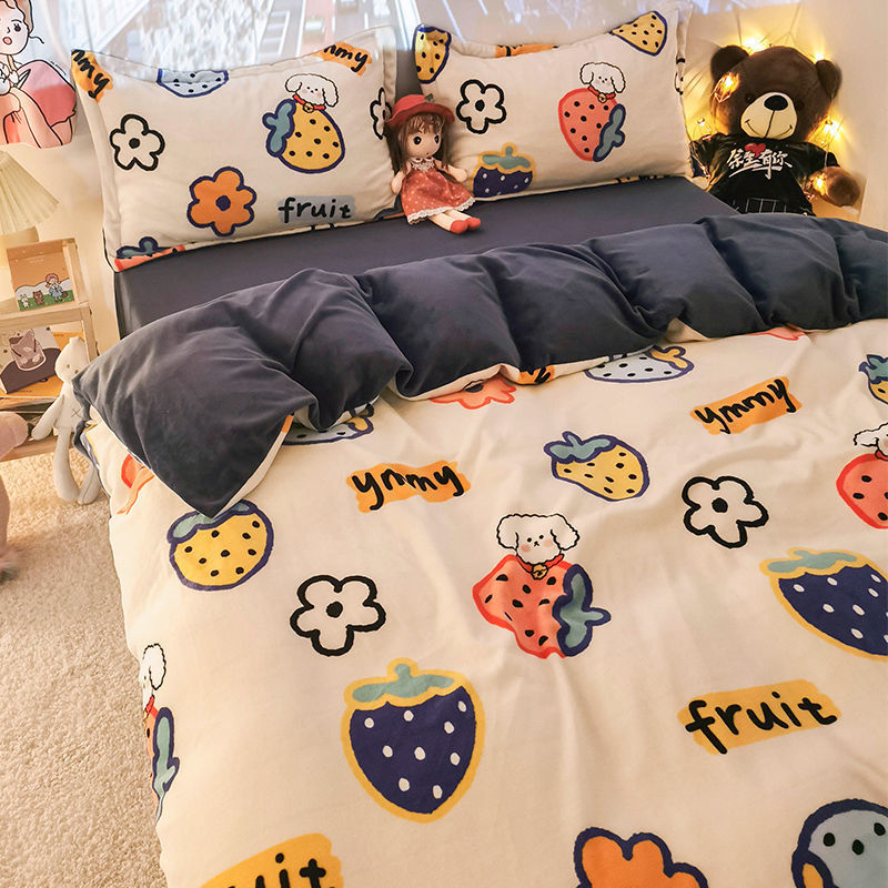 KTX-749331 Elegant Flower & Bird Pattern Polyester Single Bed Sheet Set for Student Dormitories - 3 Pieces