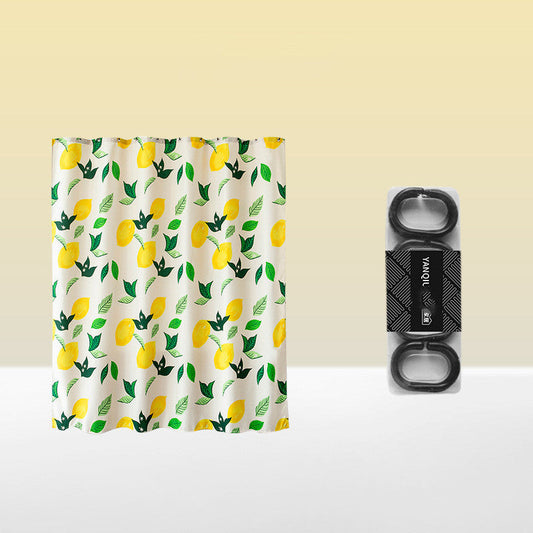 KTX-749715 Magnetic Anti-Mold Shower Partition Curtain, Thickened Polyester with Options for Water Retaining Strip and Rod in Summer Fruit Orange