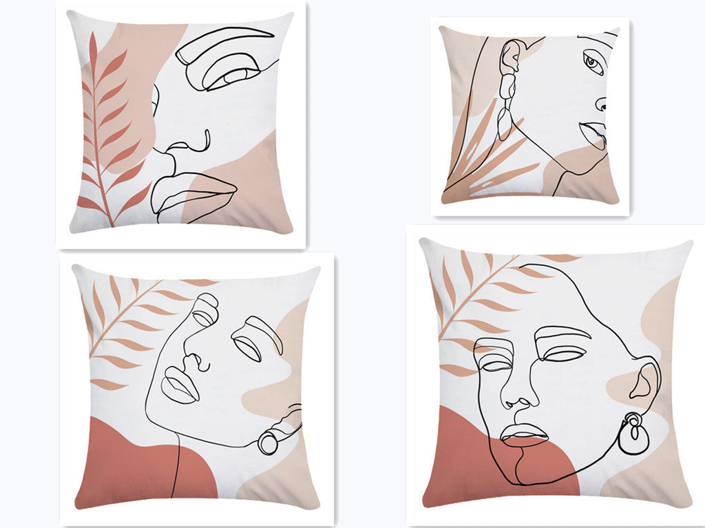 KTX-749843 Super Soft Plush Pillowcases with Abstract Plant Design in Various Sizes