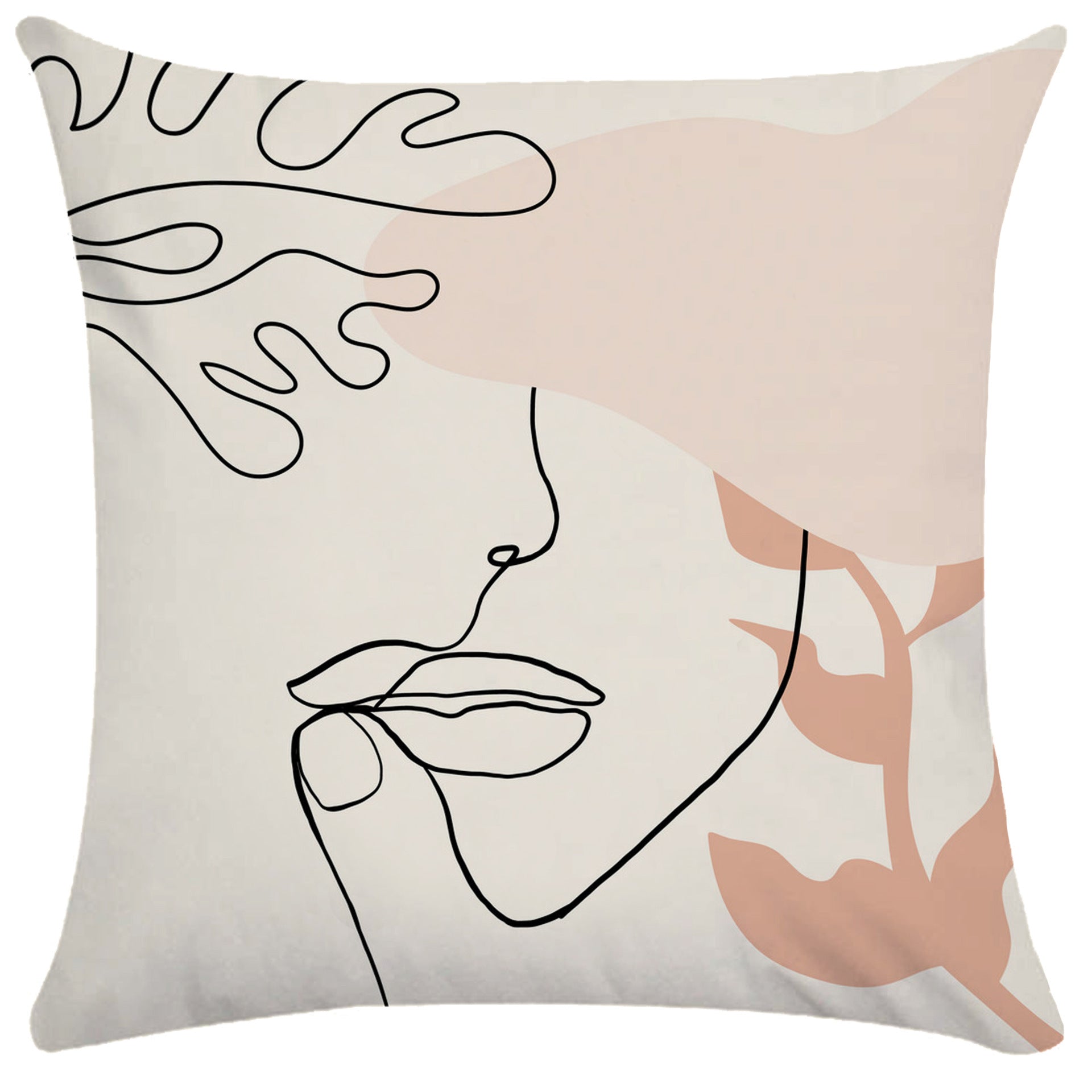 KTX-749843 Super Soft Plush Pillowcases with Abstract Plant Design in Various Sizes