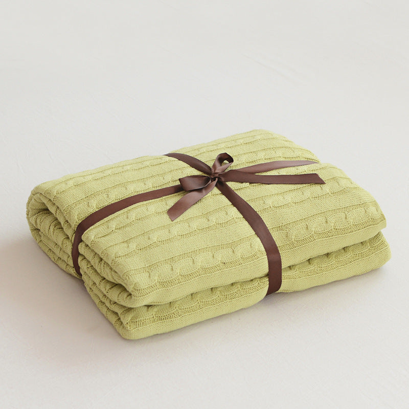 KTX-750163 Cotton Knitted Small Twist Blanket for Spring and Summer - 110x180cm and 180x200cm Options