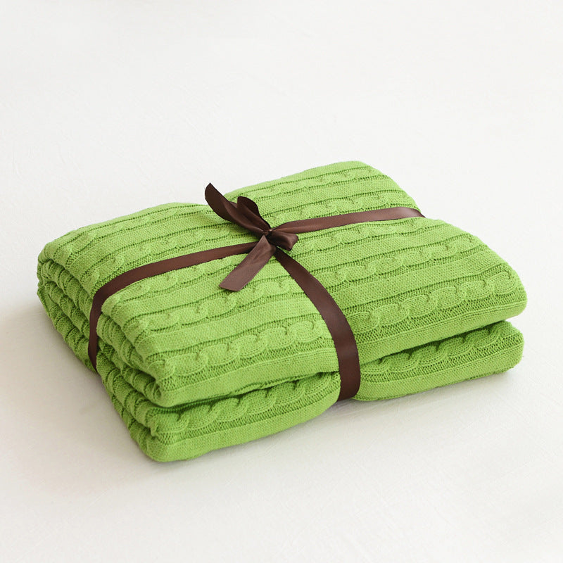 KTX-750163 Cotton Knitted Small Twist Blanket for Spring and Summer - 110x180cm and 180x200cm Options
