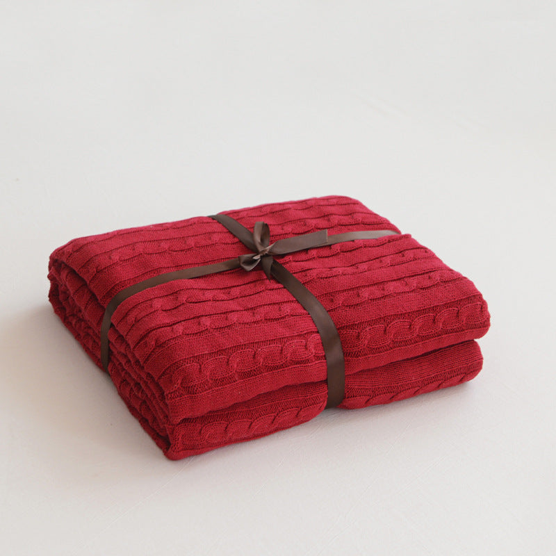 KTX-750163 Cotton Knitted Small Twist Blanket for Spring and Summer - 110x180cm and 180x200cm Options
