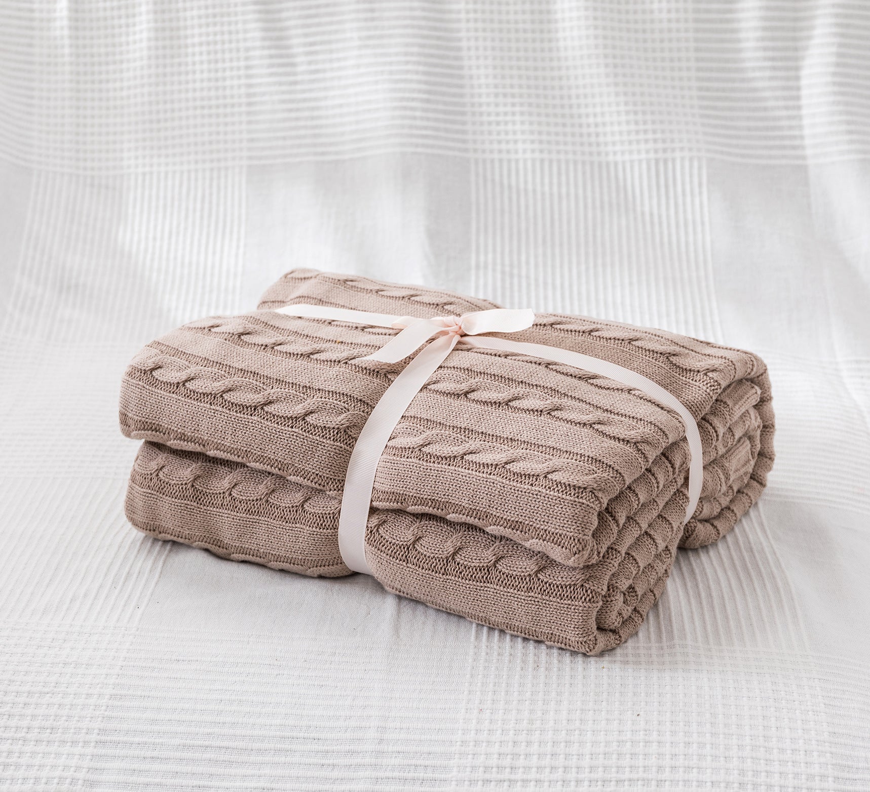 KTX-750163 Cotton Knitted Small Twist Blanket for Spring and Summer - 110x180cm and 180x200cm Options