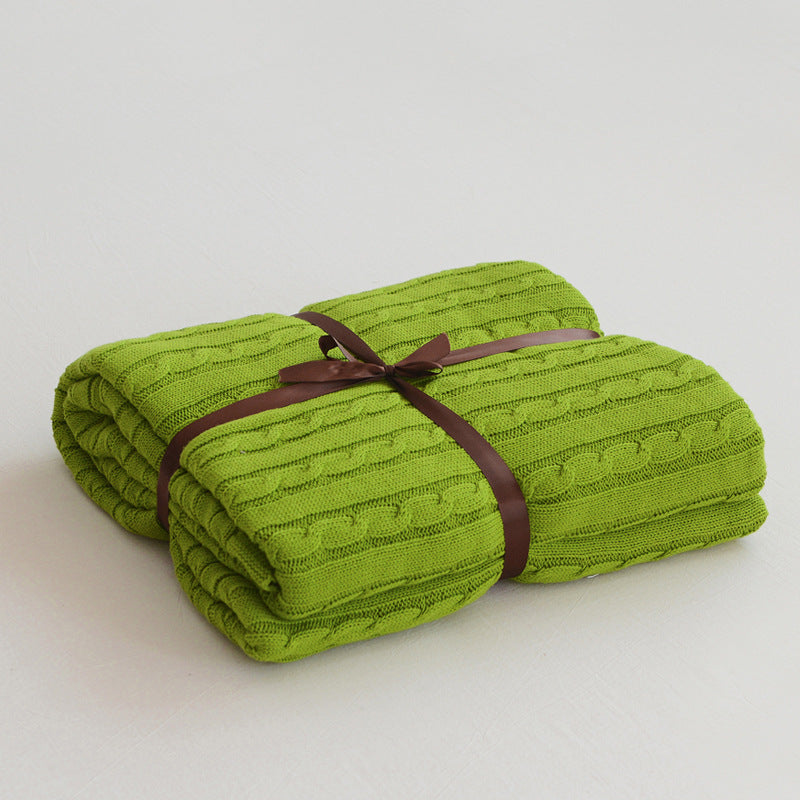 KTX-750163 Cotton Knitted Small Twist Blanket for Spring and Summer - 110x180cm and 180x200cm Options