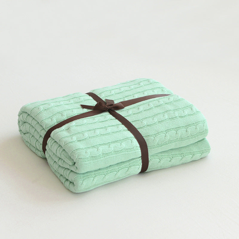 KTX-750163 Cotton Knitted Small Twist Blanket for Spring and Summer - 110x180cm and 180x200cm Options