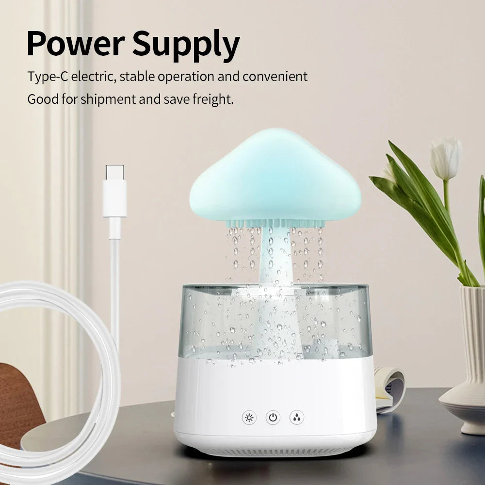 KTX-750355 Adjustable Water Flow Cloud Humidifier with 7-Color Light and Relaxing Raindrop Sound