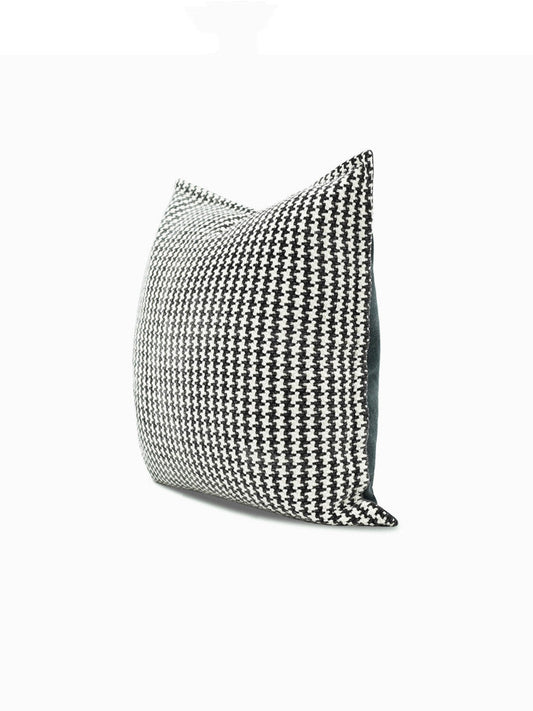 KTX-750995 Black and White Houndstooth Cotton Linen Cushion Pillow Available in Multiple Sizes