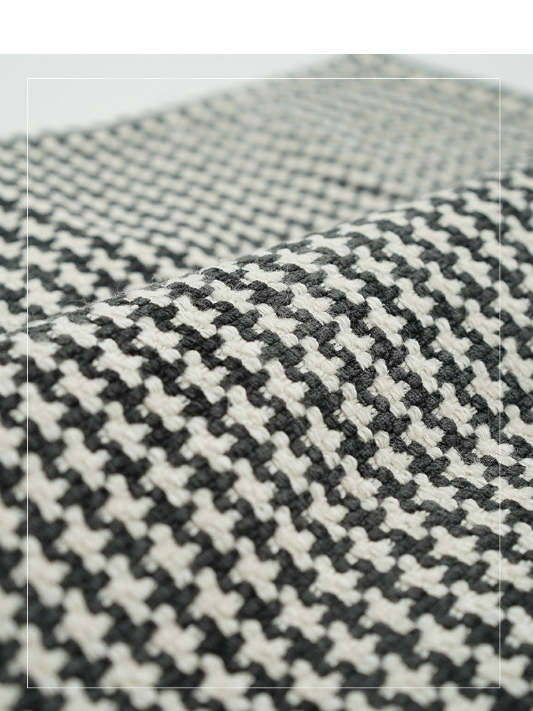 KTX-750995 Black and White Houndstooth Cotton Linen Cushion Pillow Available in Multiple Sizes