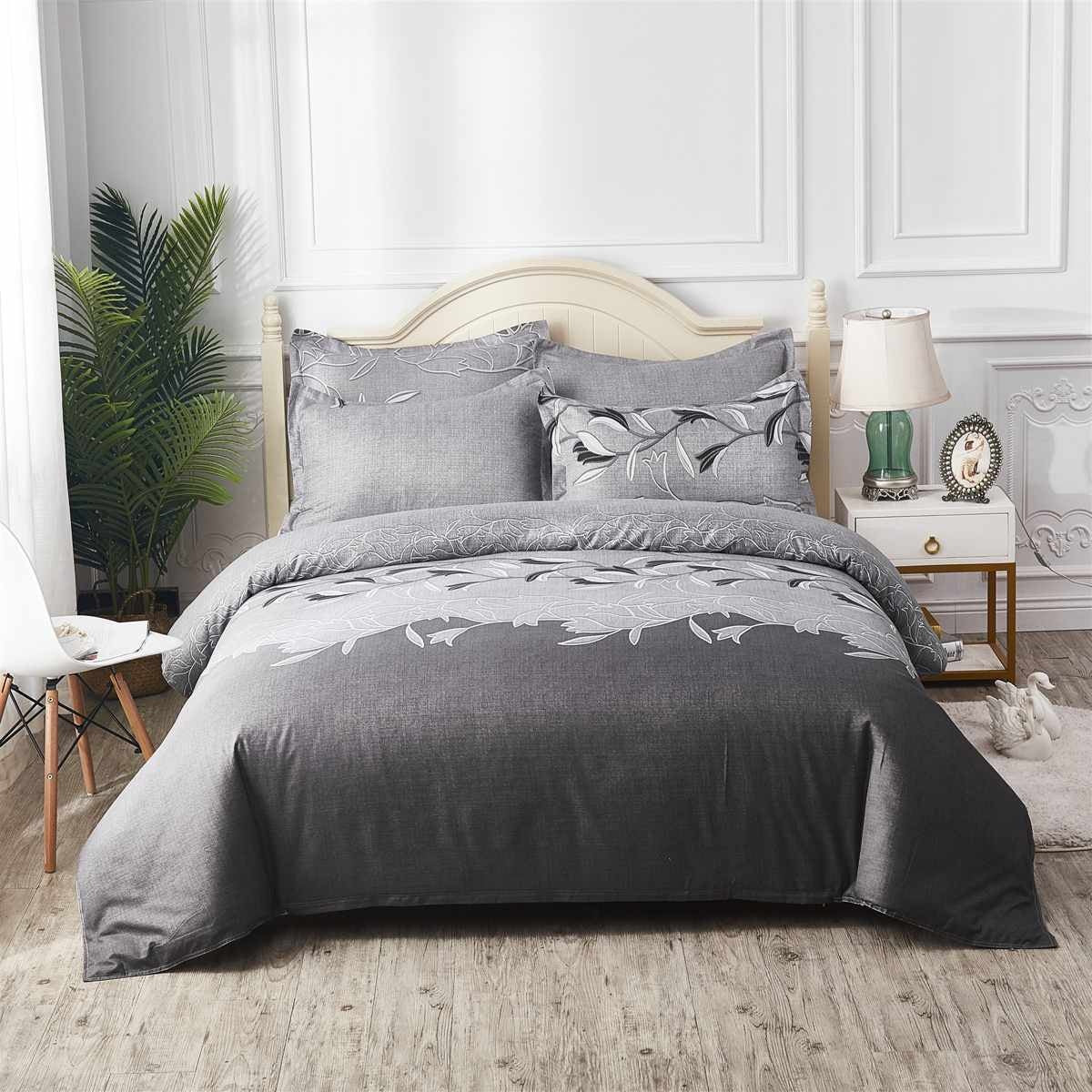 KTX-750995 Embroidered Three-Piece Quilt Cover Set in Multiple Sizes