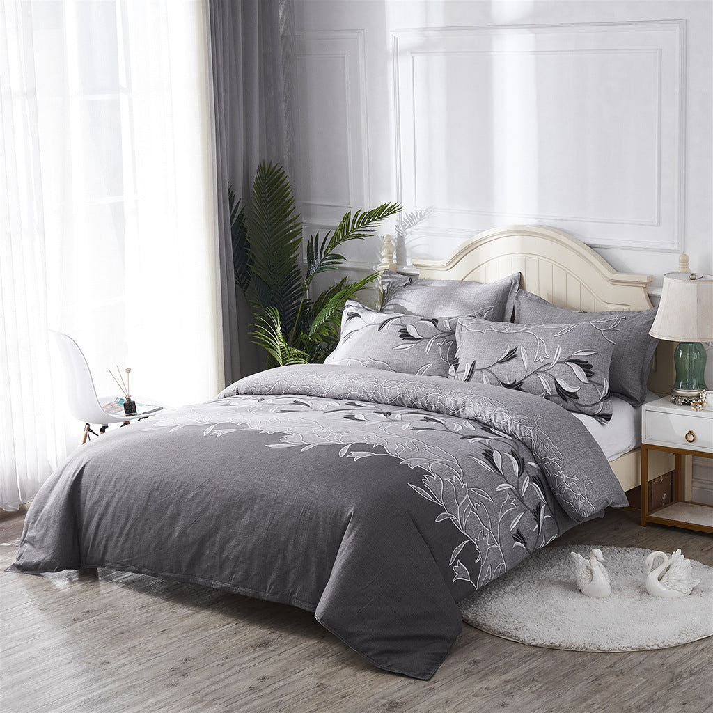 KTX-750995 Embroidered Three-Piece Quilt Cover Set in Multiple Sizes