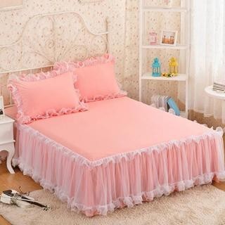 KTX-751315 Korean Style Lace One-Piece Bedspread for Thick Mattress Protection - Multiple Color Options Available