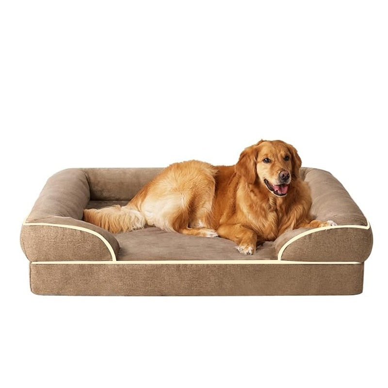KTX-751443 Removable and Washable Medium to Large Pet Sofa Bed in Gray and Khaki