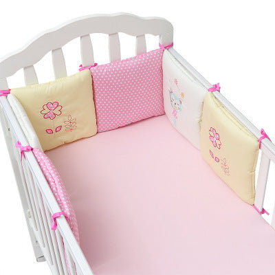 KTX-752147 Cotton Baby Bed Bumper Set - 6 Soft Filling Pieces for Crib Protection