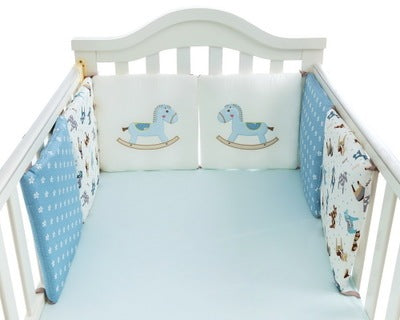 KTX-752147 Cotton Baby Bed Bumper Set - 6 Soft Filling Pieces for Crib Protection
