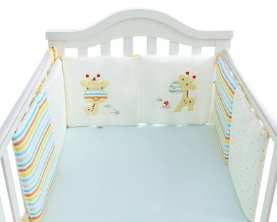 KTX-752147 Cotton Baby Bed Bumper Set - 6 Soft Filling Pieces for Crib Protection
