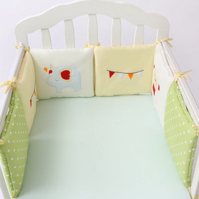KTX-752147 Cotton Baby Bed Bumper Set - 6 Soft Filling Pieces for Crib Protection