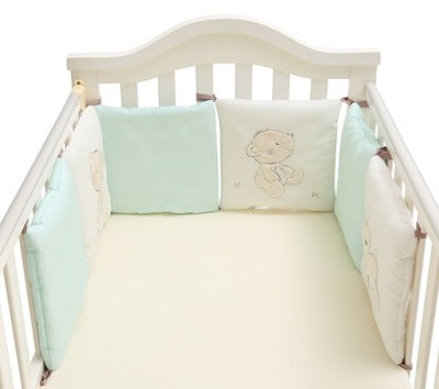 KTX-752147 Cotton Baby Bed Bumper Set - 6 Soft Filling Pieces for Crib Protection