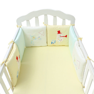 KTX-752147 Cotton Baby Bed Bumper Set - 6 Soft Filling Pieces for Crib Protection