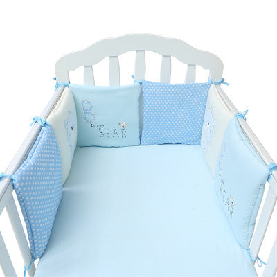 KTX-752147 Cotton Baby Bed Bumper Set - 6 Soft Filling Pieces for Crib Protection