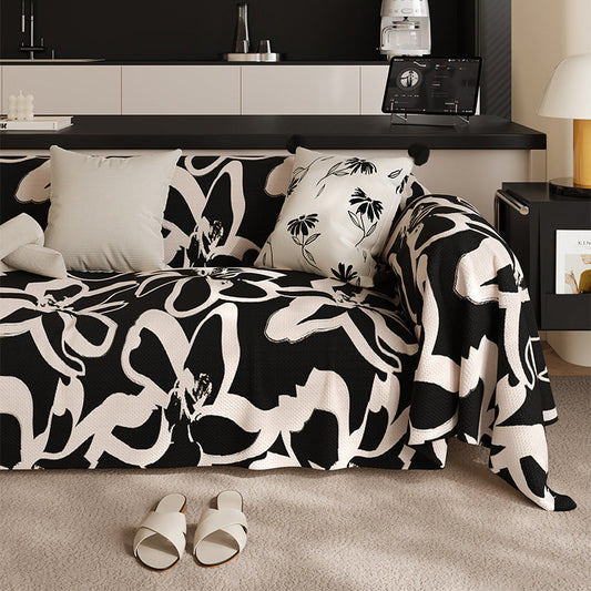 KTX-752211 Stain-Resistant Black Sofa Cushion for Living Room - Stylish Floral Pattern, Multiple Sizes Available