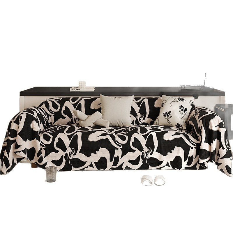 KTX-752211 Stain-Resistant Black Sofa Cushion for Living Room - Stylish Floral Pattern, Multiple Sizes Available