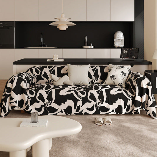 KTX-752211 Stain-Resistant Black Sofa Cushion for Living Room - Stylish Floral Pattern, Multiple Sizes Available