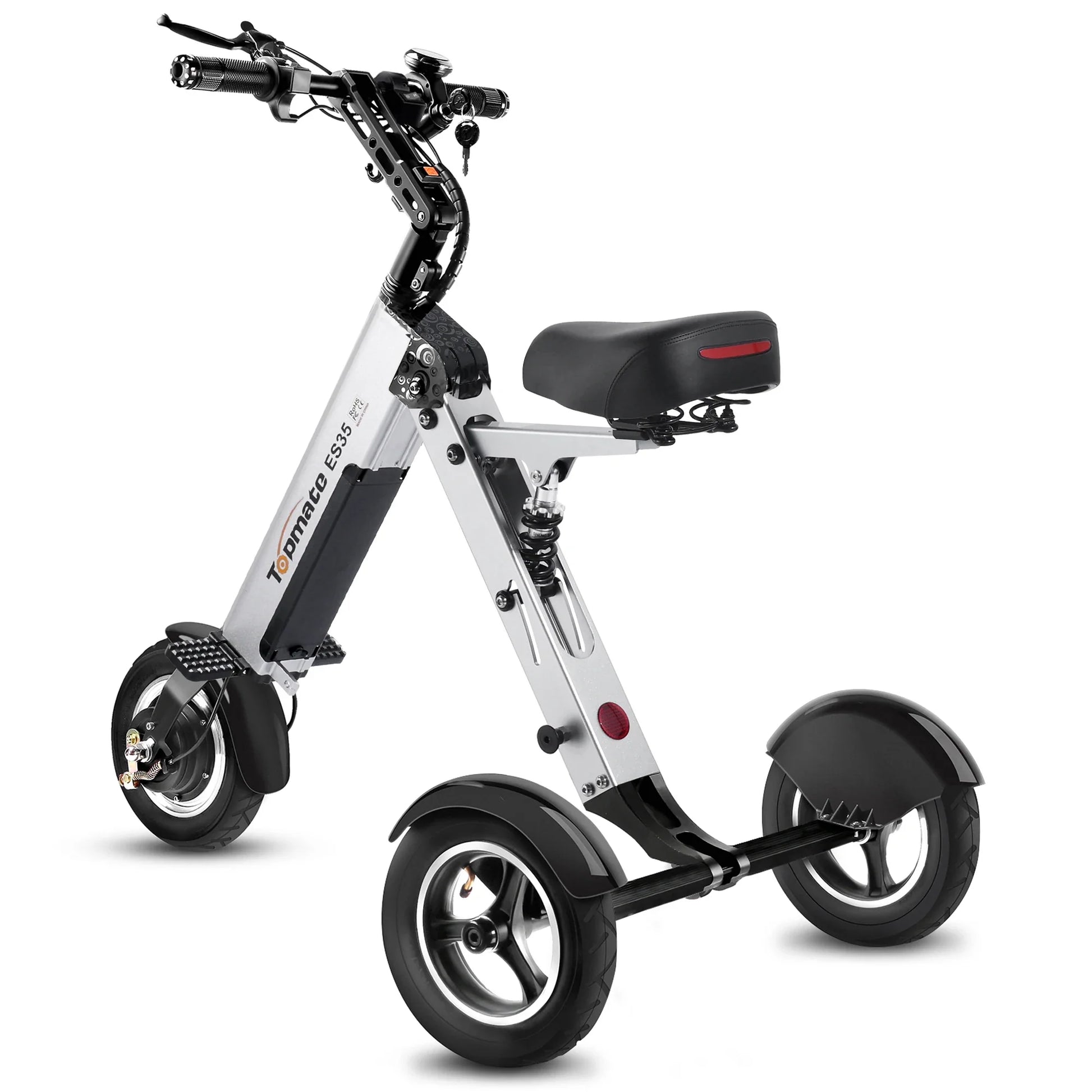 KTX-752659 Electric Folding Tricycle Mobility Scooter for Adults - Lightweight with Removable Battery, 10-Inch Tires, 30km Range