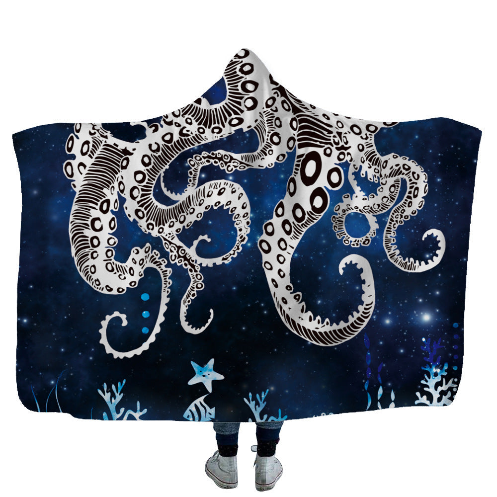 KTX-753619 Cozy Shark, Tortoise, and Crab Hooded Blanket for Kids