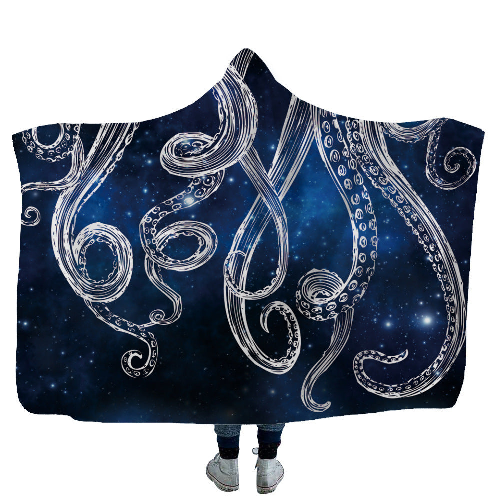 KTX-753619 Cozy Shark, Tortoise, and Crab Hooded Blanket for Kids