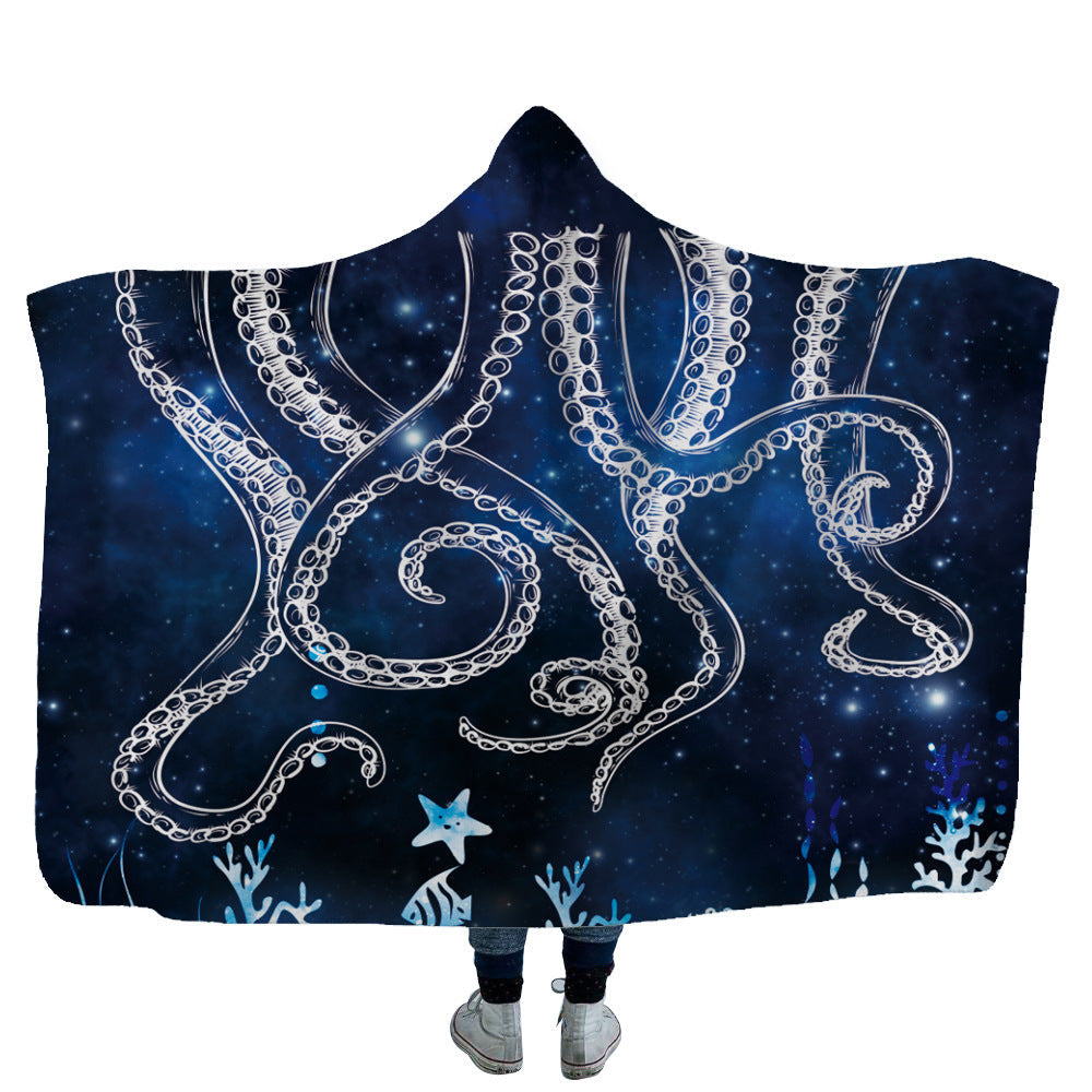 KTX-753619 Cozy Shark, Tortoise, and Crab Hooded Blanket for Kids