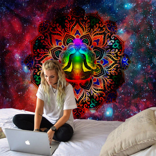 KTX-754515 Creative Nordic Mandala Large Hanging Tapestry for Bedroom Decor - Polyester Fabric - Multiple Sizes Available