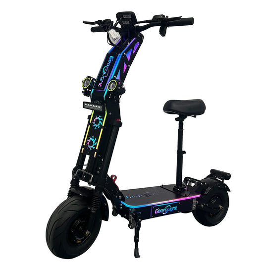 KTX-754963 Folding Electric Scooter with 10000W Dual Motor, 72V 40Ah Battery, 13-Inch Fat Tires, Bluetooth, RGB Lights