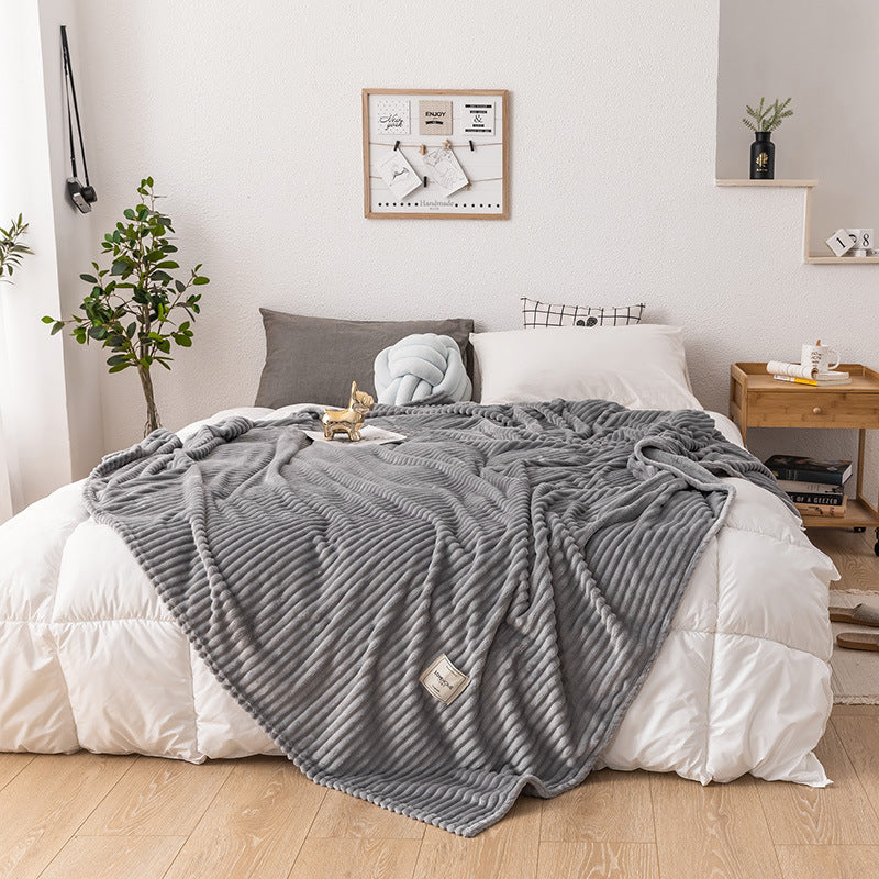 KTX-755539 Cozy Single Layer Milk Fleece Blanket - 200cm x 230cm, Soft Polyester Fiber