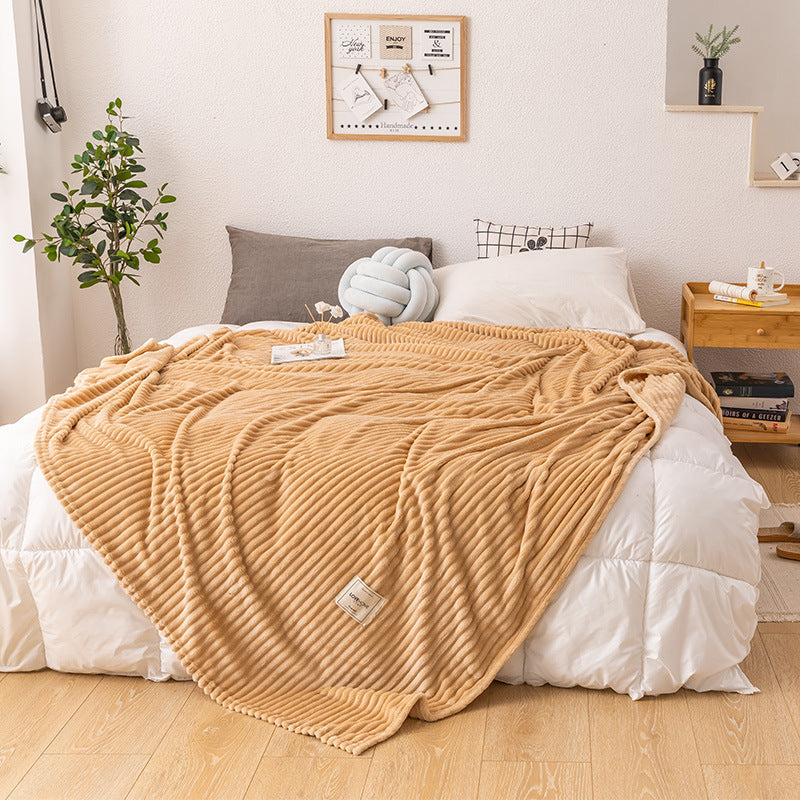 KTX-755539 Cozy Single Layer Milk Fleece Blanket - 200cm x 230cm, Soft Polyester Fiber