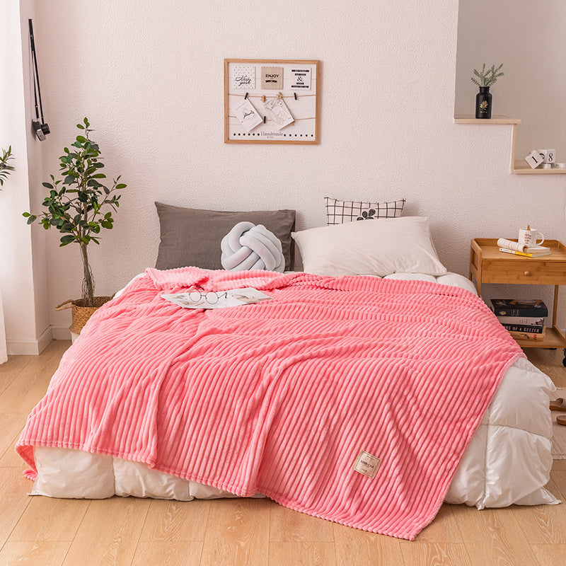 KTX-755539 Cozy Single Layer Milk Fleece Blanket - 200cm x 230cm, Soft Polyester Fiber