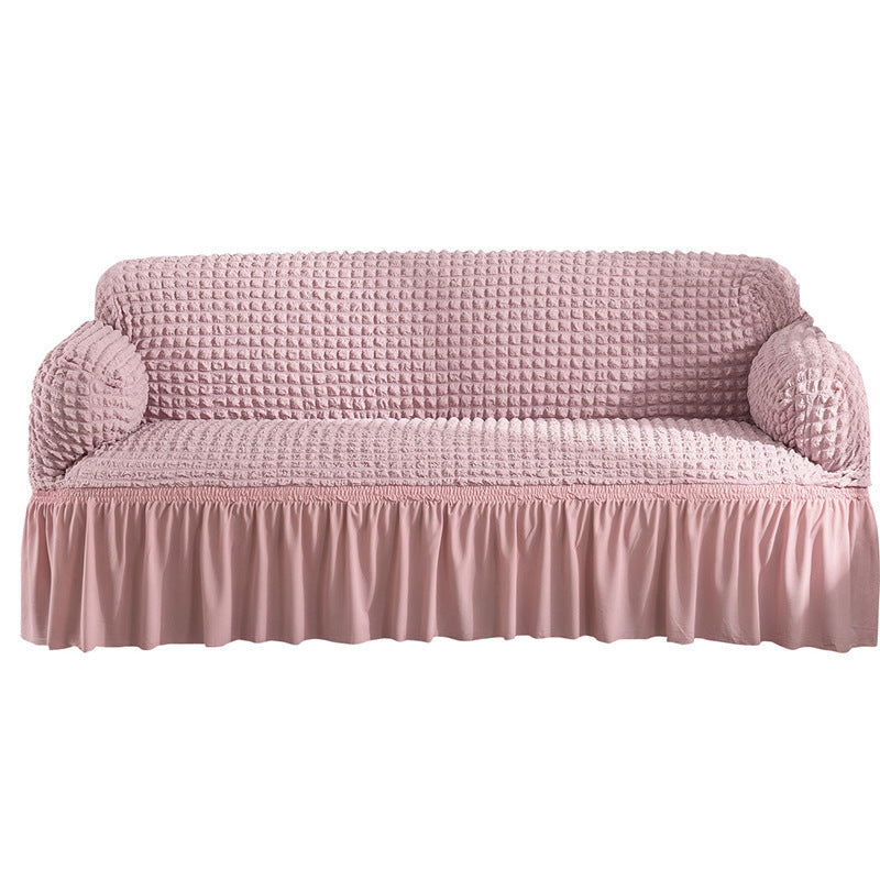 KTX-755667 Universal Seersucker Sofa Cover for Two to Four-Seater Sofas, Polyester Fabric, Plain Design