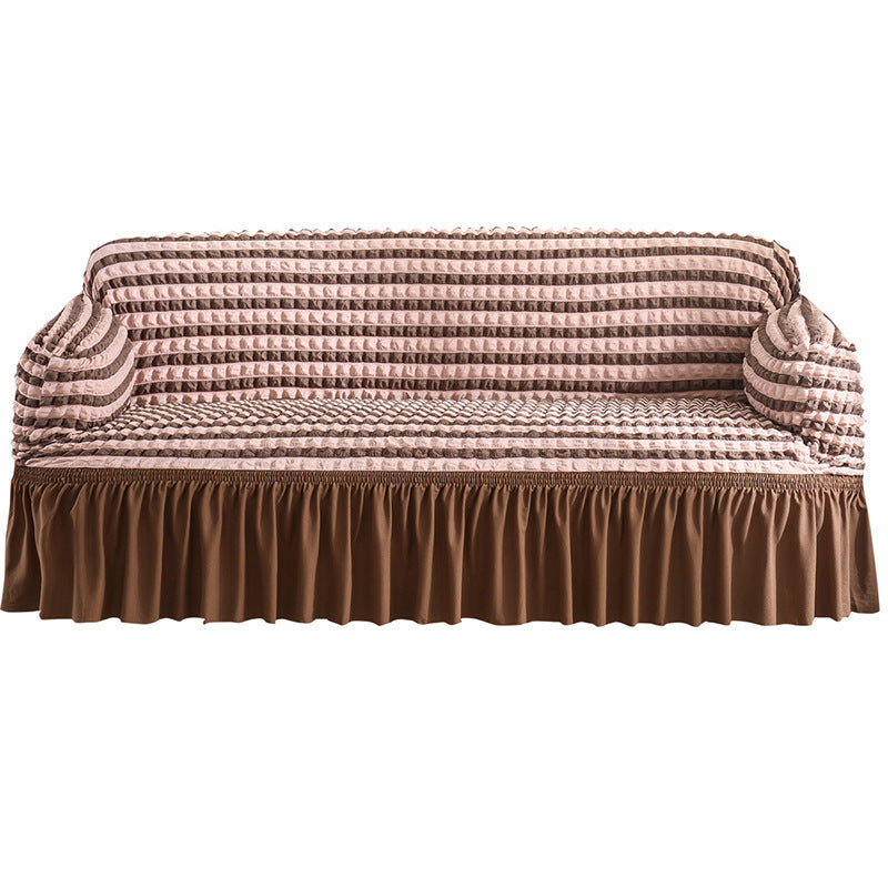 KTX-755667 Universal Seersucker Sofa Cover for Two to Four-Seater Sofas, Polyester Fabric, Plain Design
