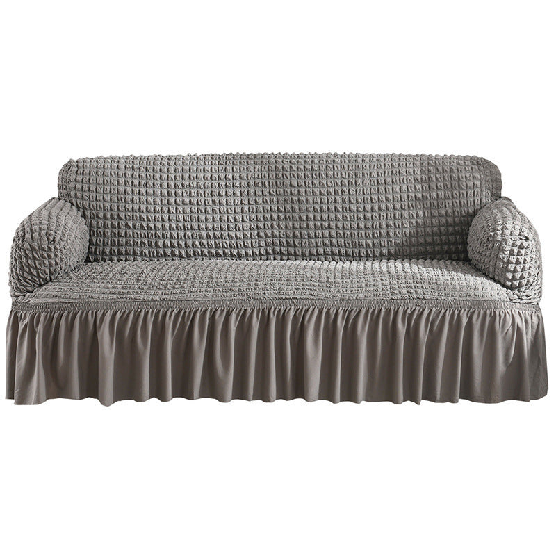 KTX-755667 Universal Seersucker Sofa Cover for Two to Four-Seater Sofas, Polyester Fabric, Plain Design