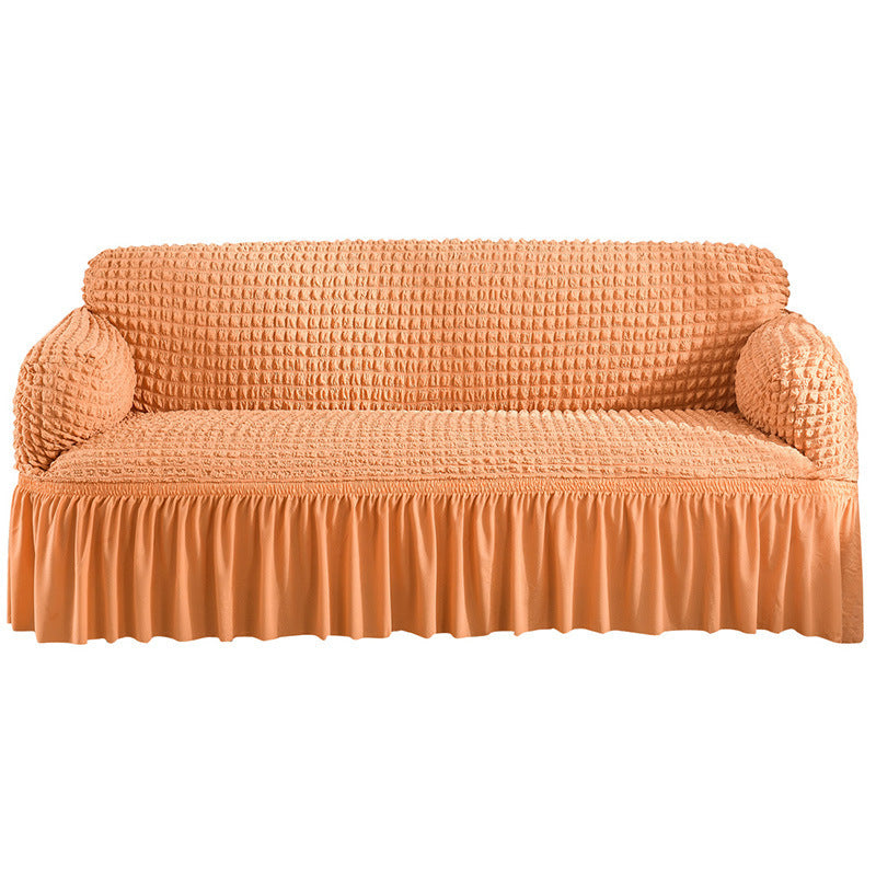 KTX-755667 Universal Seersucker Sofa Cover for Two to Four-Seater Sofas, Polyester Fabric, Plain Design