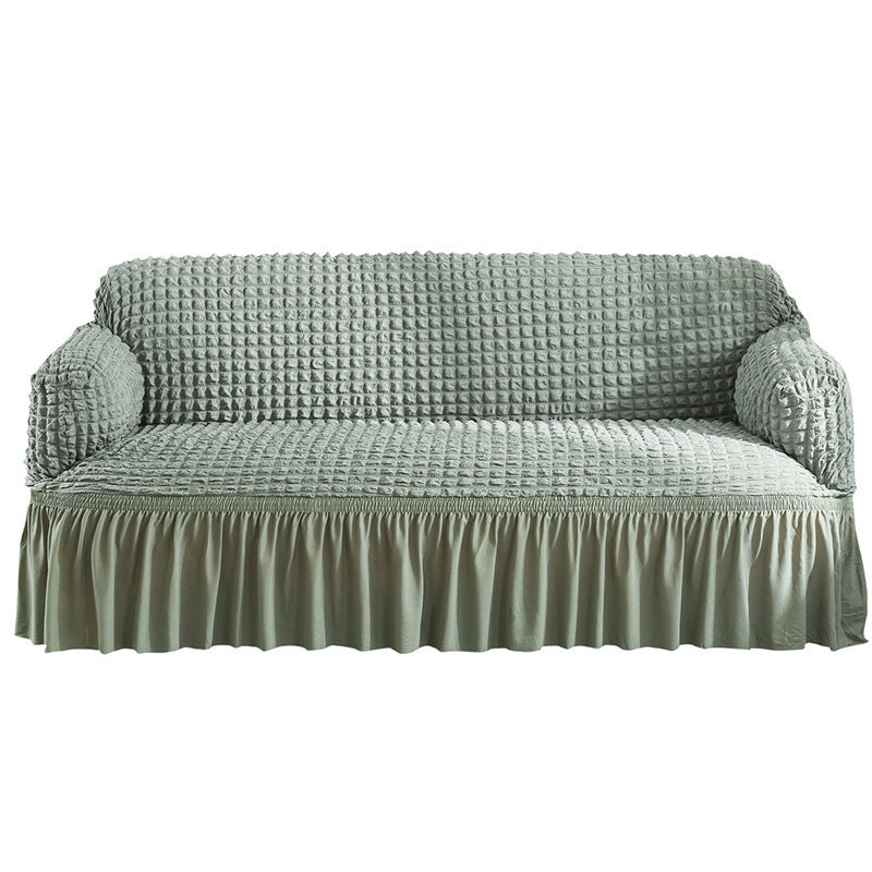 KTX-755667 Universal Seersucker Sofa Cover for Two to Four-Seater Sofas, Polyester Fabric, Plain Design