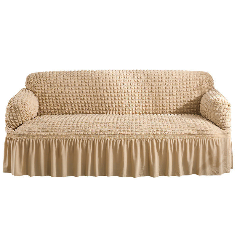 KTX-755667 Universal Seersucker Sofa Cover for Two to Four-Seater Sofas, Polyester Fabric, Plain Design