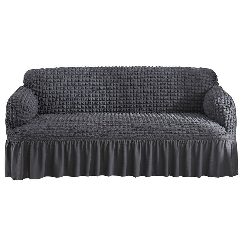 KTX-755667 Universal Seersucker Sofa Cover for Two to Four-Seater Sofas, Polyester Fabric, Plain Design