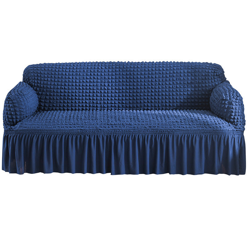 KTX-755667 Universal Seersucker Sofa Cover for Two to Four-Seater Sofas, Polyester Fabric, Plain Design