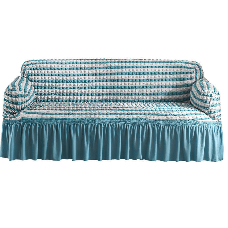 KTX-755667 Universal Seersucker Sofa Cover for Two to Four-Seater Sofas, Polyester Fabric, Plain Design