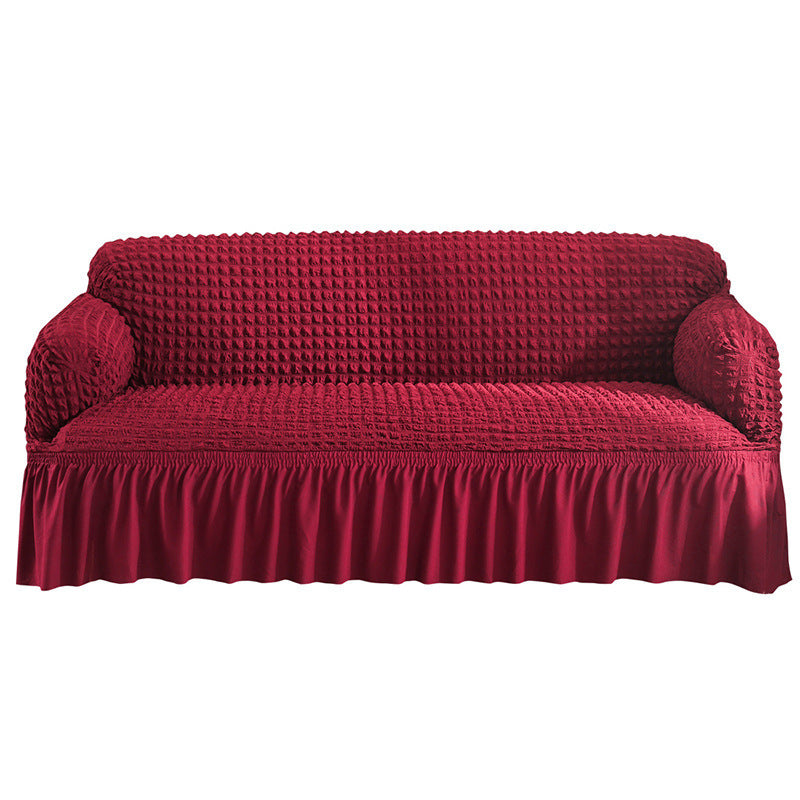 KTX-755667 Universal Seersucker Sofa Cover for Two to Four-Seater Sofas, Polyester Fabric, Plain Design