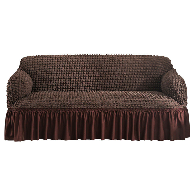 KTX-755667 Universal Seersucker Sofa Cover for Two to Four-Seater Sofas, Polyester Fabric, Plain Design